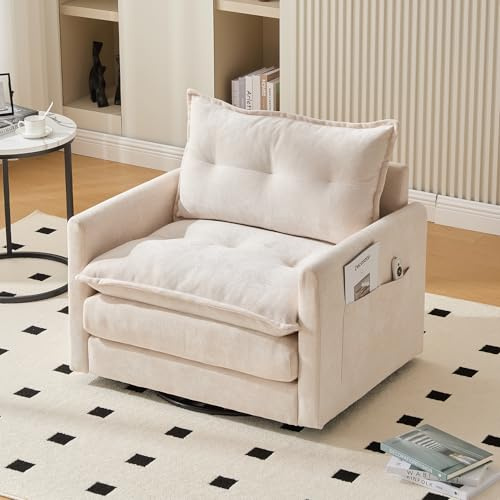 Generisch Poltrona lounge girevole a 360° con braccioli, grande divano singolo 92 x 74 x 67 cm, portata 150 kg, moderna poltrona con cuscino per soggiorno, camera da letto e ufficio, comodo divano