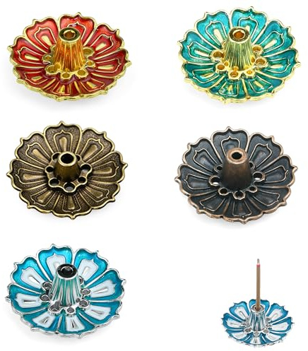 5PCS Small Multicolor Lotus Incense Holder, Incent Stick Holders | Versatile Incence-Stick Holder for Spa Meditation Yoga Tea Room or Home, Decorative Incent Stick Holders and Incense Burner