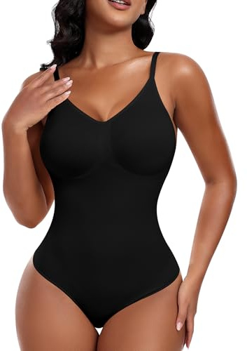 Werena Women's Shapewear Bodysuit Tummy Control Body Shaper Seamless Full Body Shapewear Vest Adjustable Scuplting Shaping Bodysuits (#B1 Thong - Black,2XL)