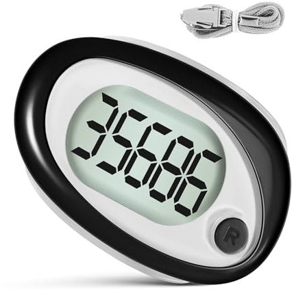 SOIMISS Podómetro para Caminar Portátil 3D Negro De Plástico 69x46mm con Clip y Cordón Contador De Pasos para Exteriores y Senderismo