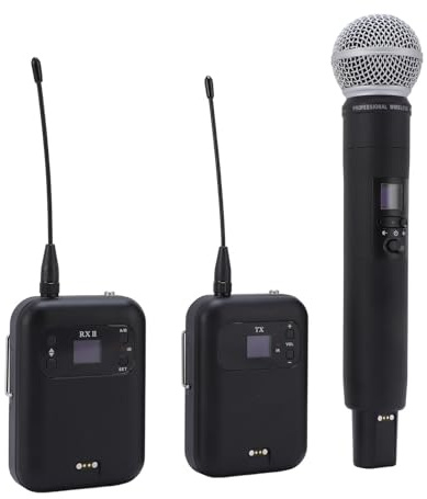 Tangxi Microphone sans Fil, Système de Micro Dynamique sans Fil Professionnel à Double Main avec Récepteur Rechargeable, pour karaoké, Fête, Concert, Chant de Mariage