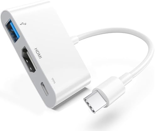 Apple - Adaptador multipuerto USB-C digital AV con HDMI 8K a 60Hz y puerto de carga USB 3.2 y 100W para iPhone 15/16/17, convertidor HDMI tipo C certificado MFi para MacBook Pro/Air, iPad Pro, iMac y