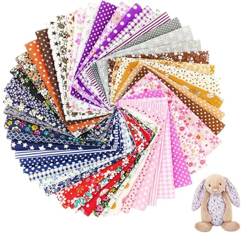 HX-pyahgtv 50 Stück Patchwork Stoffe Baumwollstoff 20x20cm, Bunte Bedruckte Stoffreste mit Verschiedenen Blümchen Mustern, Stoffpakete zum Nähen, DIY Handwerk, Kinderbasteln und Haushaltsdekoration