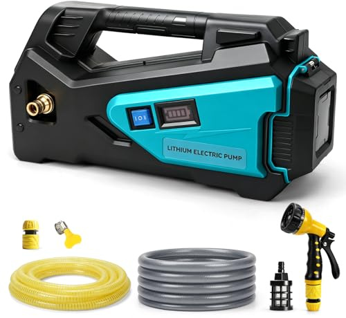Självsugande vattenpump kompatibel med Makita 18 V batteri, 1/4 HP 300 GPH trådlöst bärbar med slangset, lämplig för husbil, båt, camping och trädgård (utan batteri)