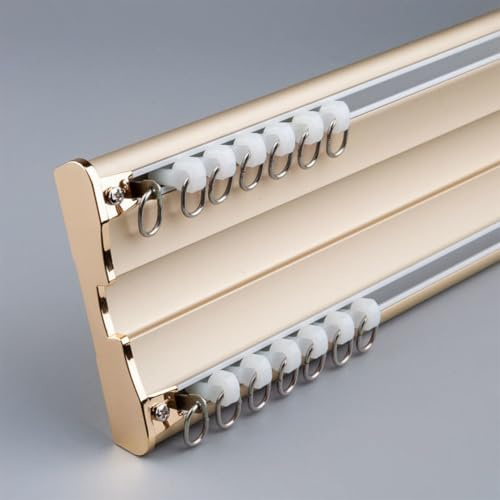 Kraftig dubbel gardinstång justerbar 1-5 m anpassningsbar aluminium för vardagsrum badrum sovrum snygg design (porslinsfinish)