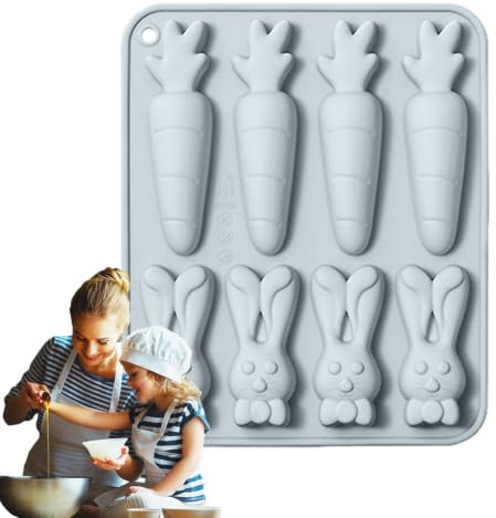 Stampo per fondente coniglietto pasquale, stampo per cioccolato coniglietto in silicone, Simpatico stampo antiaderente per carote per Pasqua, Stampo per dolci pasquali, per conigli fai-da-te pe