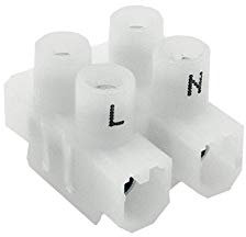 5 Stück Mini Lüsterklemme 2-polig 1,5 mm², 18x14x14 mm, Beschriftung L+N, 450V, Leuchtenklemme