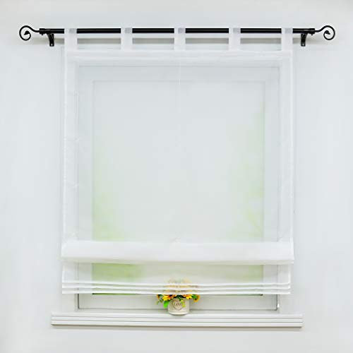 Joyswahl Voile Raffrollo Raffgardinen mit Schlaufen »Sophia« Transparent Gardine mit Zierfalten Muster Raffrollos BxH 100x155cm Weiß 1 Stück
