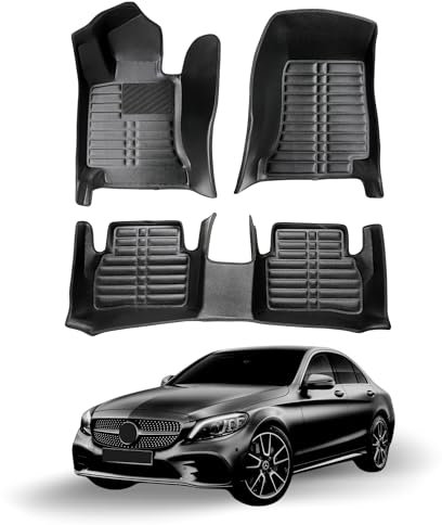 fussmattenprofi.com 5D Premium Leder Fussmatten für Mercedes C-Klasse W205 S205 2014-2021 I Perfecte Passform | Geruchlos Allwetter Fußmatten Set