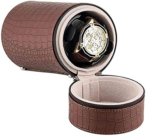 Single Automatic Watch Winder Leather Watch Case with Quiet Motor, 3 Rotation Mode Settings, Suitable for Men’s and Ladies Wrist Watch New Year Gift-Brown