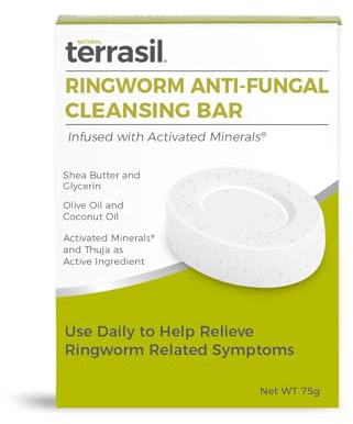 terrasil Antifungal Ringworm Soap (75g) Ring Worm Soap Bar with Natural Ingredients Featuring Coconut Oil & Shea Butter, Ringworm Treatment for Humans Skin Antifungal Soap, Dermatologist Tested