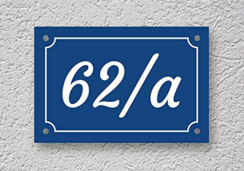 GFD - Targa per esterno con numero civico personalizzato - Laminato in plastico - Disponibile su varie misure - Spessore 3.2 mm - Incisione Bianca su Sfondo Blu - Made in Italy