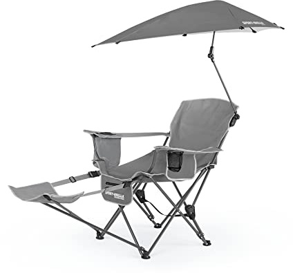 Sport-Brella Beach Chair with UPF 50+ Adjustable Umbrella,Grey