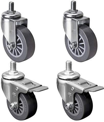 Gummirollen 4er Set Lenkrollen Mit Bremse Möbelrollen Schwerlast,drehbare Rollen Für Möbel,lenkrollen, Polyurethanräder,gewindemontage M10x15mm, Industrierollen