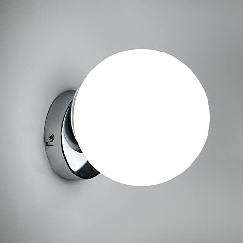 Tealight Lampada da parete Interno, Moderno Applique da Parete Interno15cm, E27 Lampada a Muro Interni con Sfera di Vetro per Camera da letto Corridoio (Senza Lampadina)