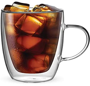 Bialetti Set 2 Becher Double Wall Capri, 350ml, Wärmeisolierung, Borosilikatglas