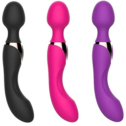 JFRong Silikon Doppelkopf Massagestab 10 Vibrationsmodi Vibratoren für sie Klitoris und G-Punkt Stimulator mit Dual Motor Massagegerät Penis Dildo Masturbator Sextoy für Männer Frauen Paare(Pink)