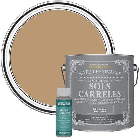 Rust-Oleum Peinture Brune Lessivable pour Sols Carrelés, Finition Mate - Argile 2.5L