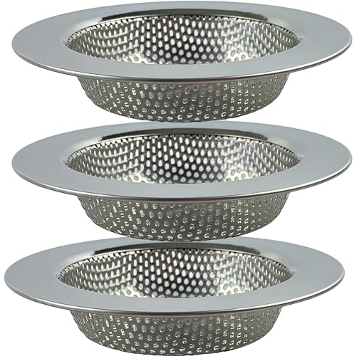 Granny´s Kitchen 3x Abflusssiebe Küche [Innendurchmesser : 7,6 cm] - Universal rostfreies Edelstahl Abfluss Sieb für Waschbecken , Küchenspüle , Dusche