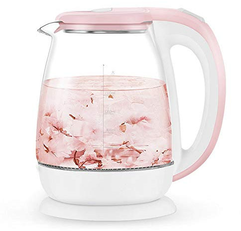 OUZBEM Bouilloires électriques Bouilloire électrique Automatique en Verre Rose 1,8 l 1500 W Chauffe-Eau théière bouillante Cuisine Aliance contrôle de la température Vision Vision