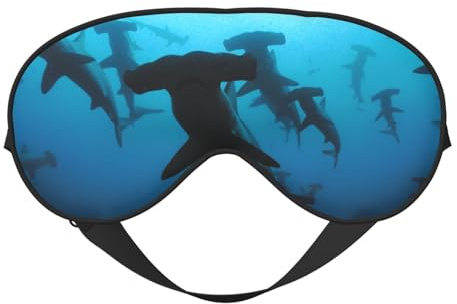 Augenmasken, verstellbare Schlafmaske, Augenabdeckung, Augenschutz, Schattenabdeckung zum Schlafen, Schichtarbeit,Hammerhaie bedruckt