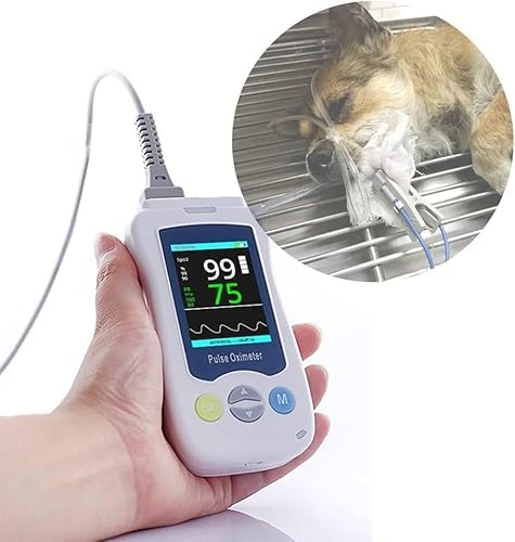 Oxímetro de pulso veterinario de mano | Oxímetro con clips en Y para lengua de oreja de perro y gato con Spo2 PR | para clínicas de mascotas en el hogar y veterinarios de hospitales para mas