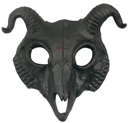 Huamengyuan Masque d'Halloween Demi-visage Bélier Corne Diable Masque Halloween Démon Masque Os Demi-masque Animal Crâne Squelette Animal Couverture du visage Carnaval Horreur Carnaval Masque