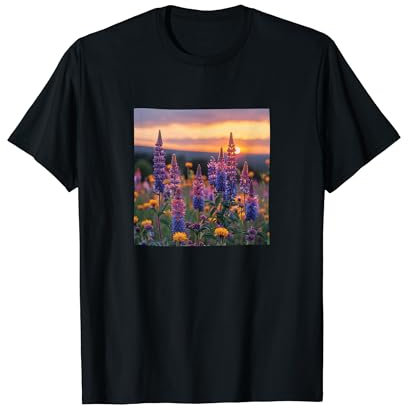 Anise Hyssop Flower Field Beautiful Sunset Graphic T-Shirt