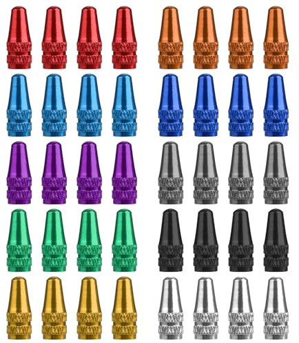 40 tappi per valvole Presta, coprivalvola Presta in 10 colori, tappi per valvole Presta in alluminio, tappi antipolvere per valvole Presta, tappi antipolvere per pneumatici per biciclette francesi,