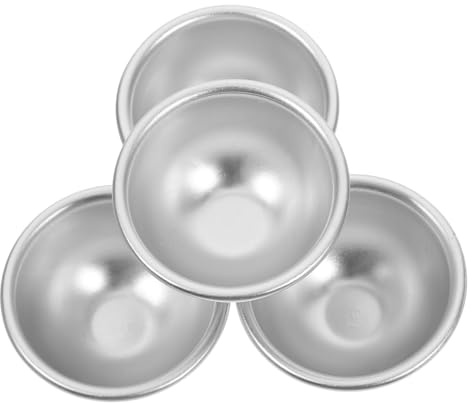 SEWACC 4 Stück Formen für Badebomben Seifenformen Cupcake-Pfannen Halbkugelpfanne Formen herstellen Pudding-Backform Badebomben-Former Halbrunder Kuchen kuchenform Kugelformen Silver