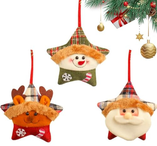 Christmas Decorations, Christmas Hanging Ornaments 3Pcs Cute Hanging Pendants for Xmas Tree Decoration Snowman Santas Deer Dolls