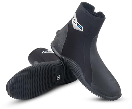 XUKER Neoprene Diving Wetsuit Boots 3mm Zipped Adult Unisex Water Boots Glued Blind Stitched with Anti-Slip Rubber Sole for Water Sports