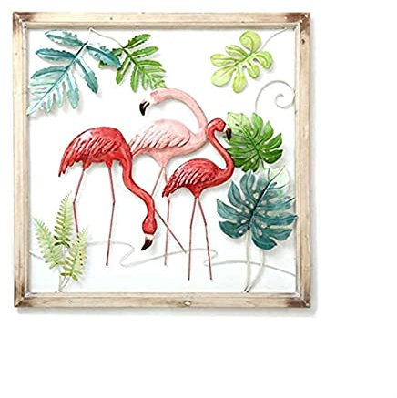 Wandskulpturen, Familienwanddekorationen, Wandskulptur, Metallwandkunst, Metallwandskulptur, Wanddekoration, Metallflamingo-Wanddekoration, hängende Kunst aus Glas für den Außenbereich, Gartendekorati
