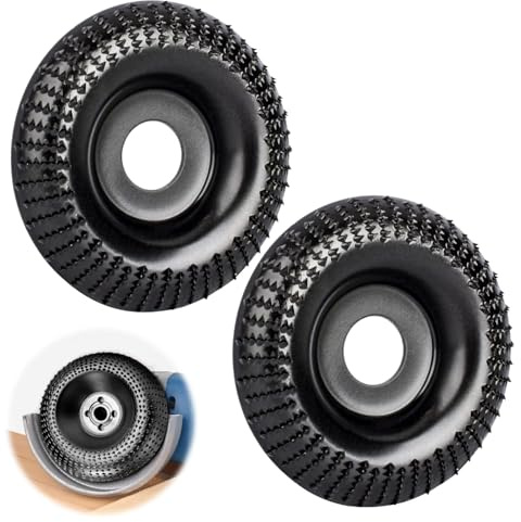 JeiibrZui Angle Grinder Wood Carving Disc, 4 Inch (100mm), Carbon Steel, Black, Pack of 2, Suitable for Angle Grinder, Woodworking Tools