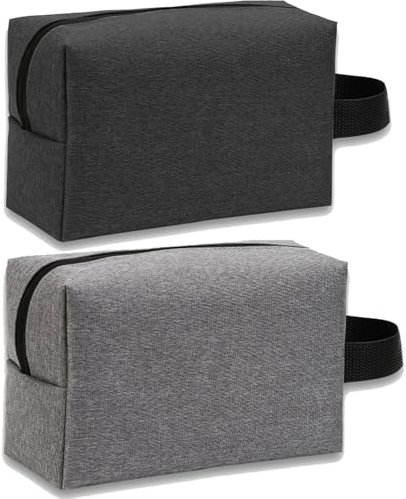 2 Pack Toiletry Bags for Men, Veyarien Portable Travel Wash Shaving Bags Gym Shower Bathroom Bag Shaving Dopp Kit Makeup Cosmetic Bag Organizer for Toiletries Accessories (Black+Gray)