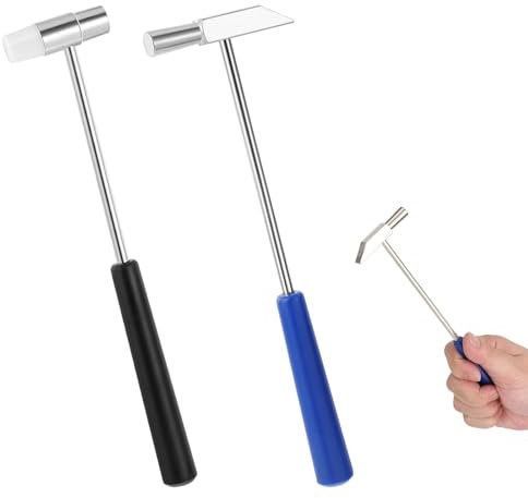 2PCS Mini Hammer, Dual Head Small Mallet with Black and Blue Handle, Lightweight Metal Head for Jewelry, Musical Instruments, Crafts, Watches Repair, DIY Projects and Small Equipment Maintenance