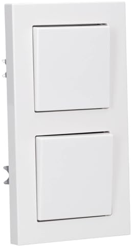 JUNG Serie A 2x Wechselschalter Set Alpinweiß 2-fach | mit 2x 506U Wippschalter Universal, 2x A590WW Wippe, A5582BFWW Rahmen 2-fach