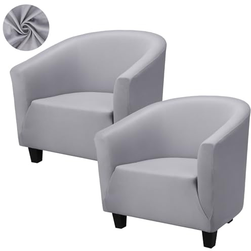 Segus Funda Butaca 1 Plaza, 2 Piezas Funda Sillon Elásticas, Protector de Sillón Club, Extraíble y Lavable, para Bar, Comedor, Cafetería, Recepción (Gris Claro, Poliéster)