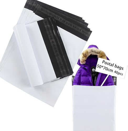 huruirui 50x70cm 40pcs XXL Grandes Emballage Colis Vinted Enveloppe Plastique Expedition Sac de Courrier Pochette Envoie Colis Vinted Auto-Adhésive Inviolables et Imperméables Sacs d'expédition
