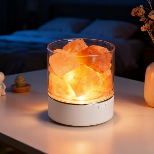GBKDQQ Kristall Lampe, Naturstein Chakra Steine Set, Salzlampe mit 7 Farben Wechsel & Dimmbar, USB Betrieben, Salzkristalllampe für Meditation, Yoga, Schlafzimmer, Wohnzimmer, Geschenk