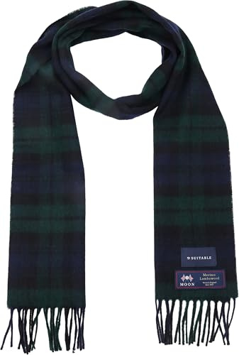 Suitable Geeigneter Herrenschal Kariert Merino Marine Grün - Grösse - Herren - Bekleidung - - Merino-Wolle
