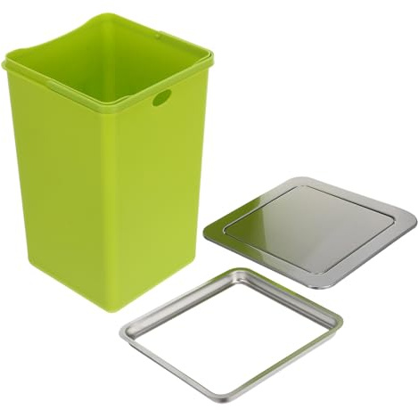 Veemoon Cubo de Basura Empotrado en Encimera Acero Inoxidable con Tapa Abatible Silenciosa para Cocina y Baño Juego 3 Piezas Papelera para Aseo Optimiza Espacio y Fácil Limpieza