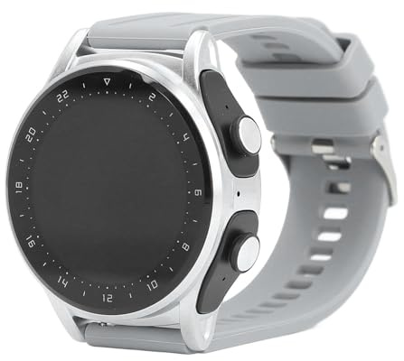 EIMSOAH Montre de Fitness avec écouteurs sans Fil, Montre Intelligente à écran HD de 1,39 Pouces, Plusieurs Modes Sportifs, Contrôle de la Caméra à Distance NFC (Coque Argent (Silicone Gris))