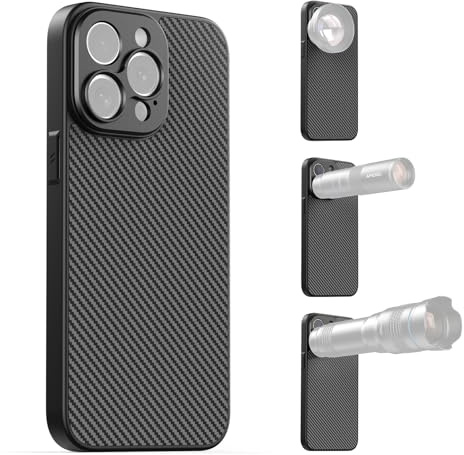 APEXEL Custodia per Telefono con Obiettivo Filettato da 17 mm Compatibile con iPhone 15 Pro Max, Compatibile con Tutti gli Obiettivi Teleobiettivo e Macro, Passo 0,75 mm, Custodia per Telefono Nera