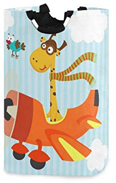 Mnsruu Panier à Linge Pliable avec poignée pour Girafe et Oiseau sur Avion