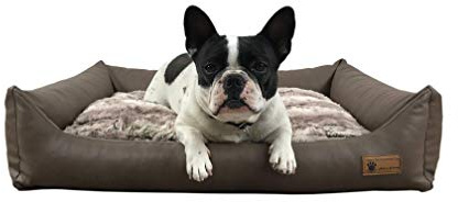 Hundebett Emma aus Kunstleder mit ortopädischen Innenkissen, pflegeleicht und waschbar (M 70x90cm)