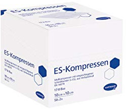ES Kompressen Hartmann 100 Stück steril einzeln eingesiegelt 50 x 2 Stück 10 x 10 cm, 8 fach 17 fädig