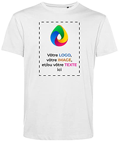 Teetaly Maglietta Personalizzata con Foto o Scritta - T-Shirt Uomo in Cotone Organico, Idea Regalo (Bianco, M)
