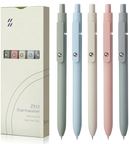 FIOVER 5 x Gelstifte, schnell trocknende Tinte, feine Spitze, Premium-Gelstifte, schwarze Tinte, glattes Schreiben für Schule, Büro, Zuhause, 1 Stück (5er Pack)