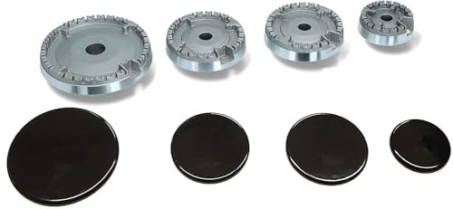 RYELDOM Kit Composto da 4 Bruciatori + 4 Piattino Compatibili con Varie Marchi e Modelli, NON E' UNIVERSALE